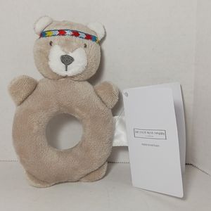 The Little White Company London Little Warrior Bear Rattle Brown Plush Baby Toys